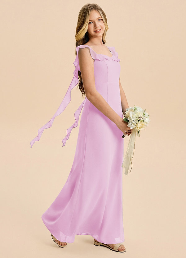 Cindy Junior Candy Pink A-Line Ruched Chiffon Dress image1