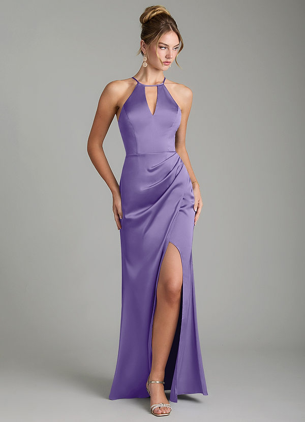 Azazie Aidyn Brautjungfernkleider Etui Plissee Stretch-Satin Kleid Tahiti image1
