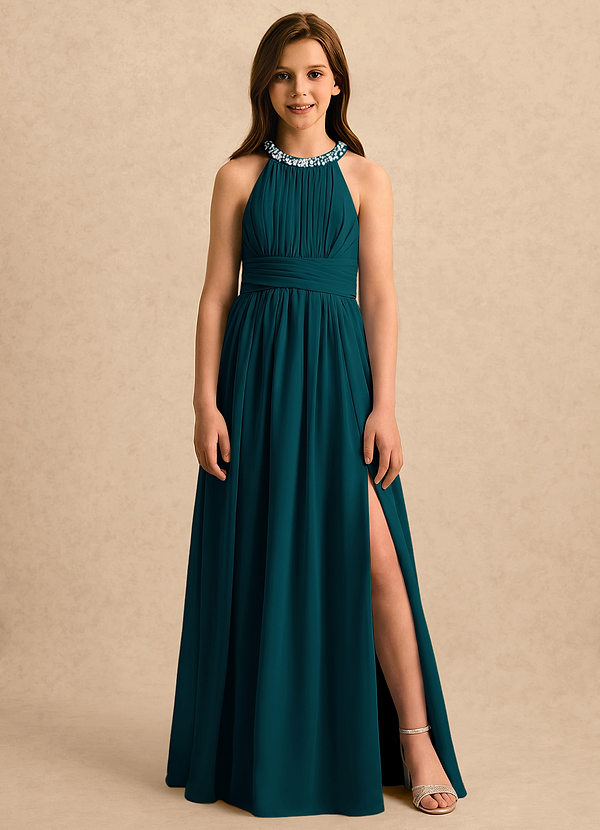 Azazie Aria Girls Formal Blommflicksklänningar Klänning A-Line i Chiffong Plisserad image1