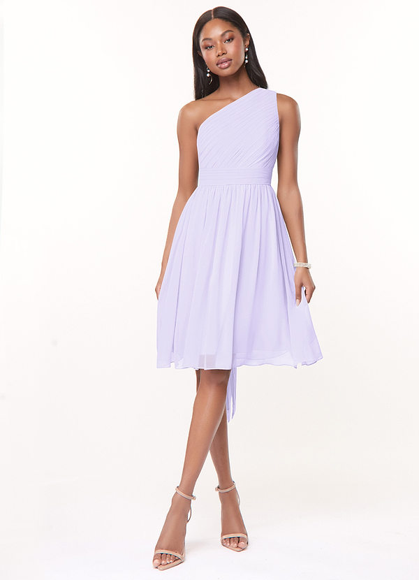 Azazie Katrina Bridesmaid Dresses Lilac A-Line One Shoulder Chiffon Dress image1