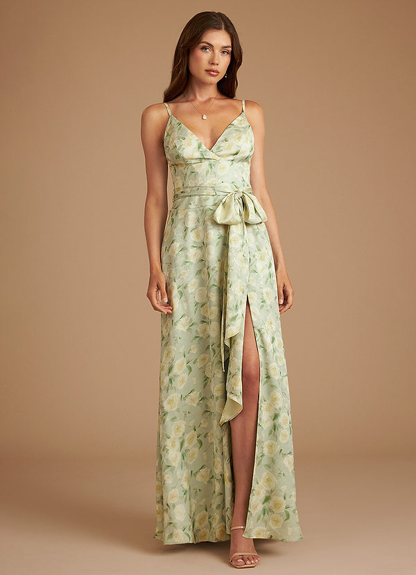 Azazie Sophia Vestidos Dama de Honor Vestido de Salvia Floral De Ensueño de Floral De Ensueño de Corte en A con Plisado image1