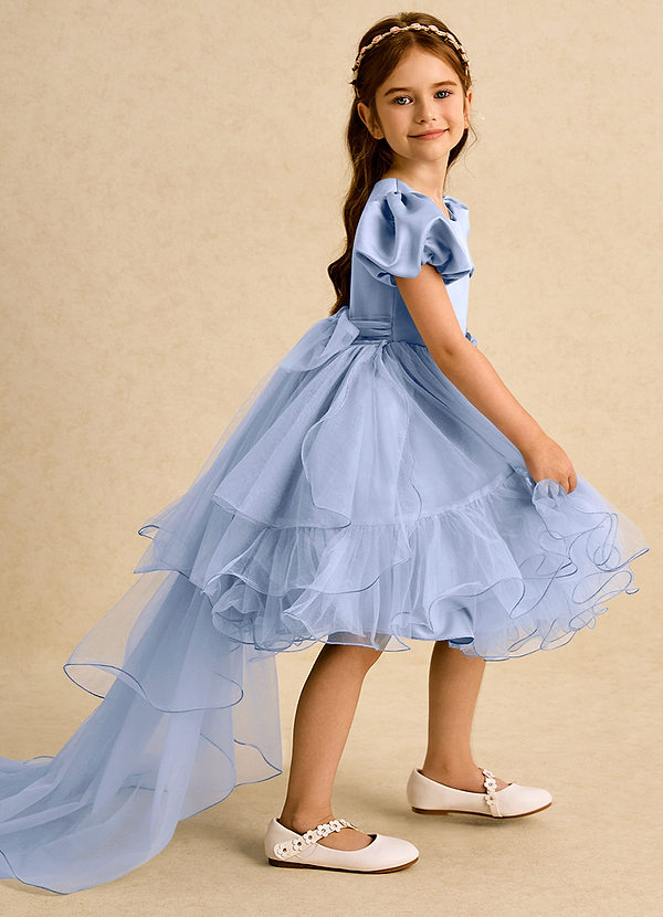 Azazie Cocoa Robes de Fillette d'Honneur Robe Princesse en Tulle Plissée Eis image1