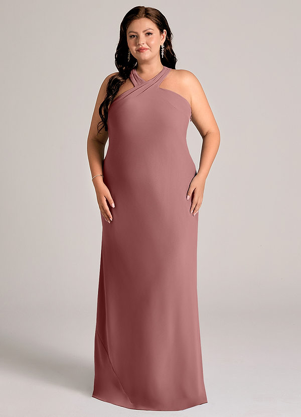 Azazie Doretta Abiti da Damigella Abito Sirena in Chiffon Plissettato Rosa Del Deserto image1