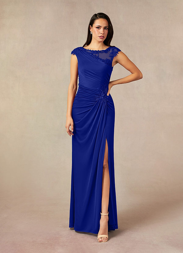 Azazie Oliniana Mother of the Brides Dresses Royal Blue Mermaid Lace Mesh Dress image1