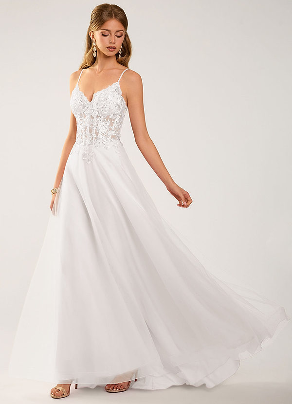 Calliem Wit Galajurk van tule met kralen en kant image1