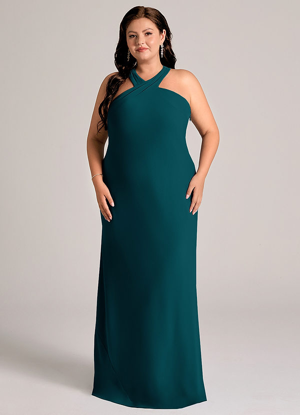 Azazie Doretta Suknie dla druhen Syrena Pofałdowany Szyfon Do ziemi Sukienka image1