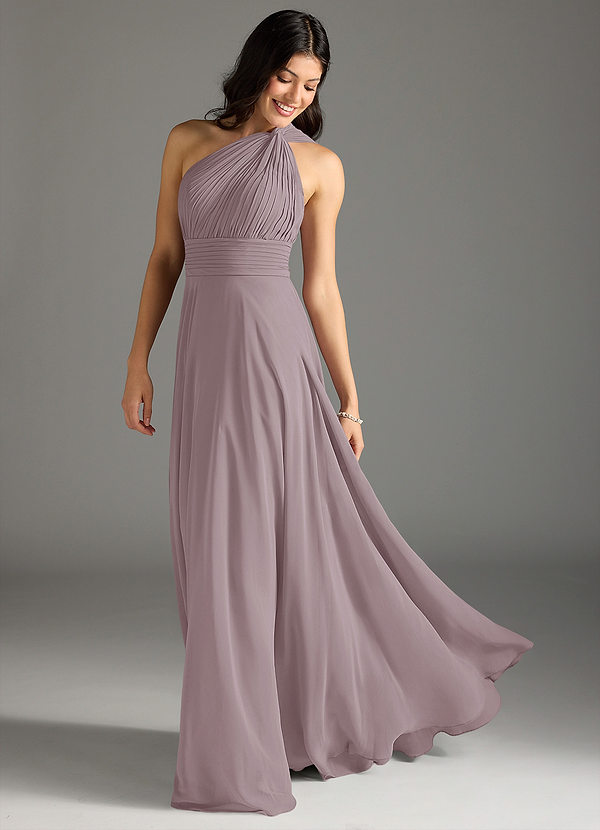 Azazie Charlize Bridesmaid Dresses Dusk A-Line One Shoulder Chiffon Dress image1