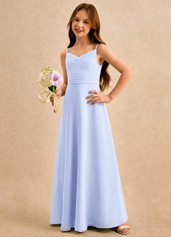 Azazie Hollie Girls Formal Sukienki dla dziewczynek sypiących kwiaty Linia A Dekolt w kształcie serca Szyfon Długość podłogi Sukienka image1