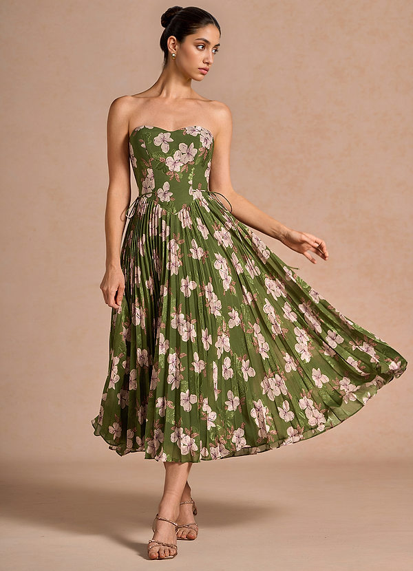 Hyacinth Green Floral Midi Dress image1