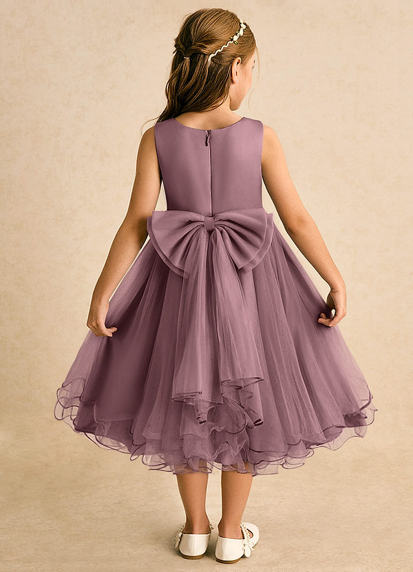 Azazie Lass Flower Girl Dresses Vintage Mauve A-Line Bow Tulle Dress image1