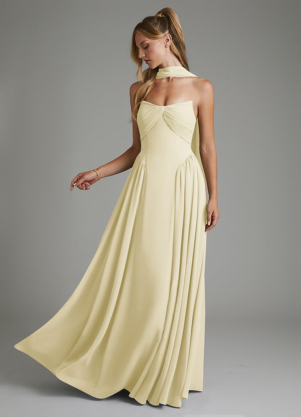 Azazie Evan Bridesmaid Dresses Lemon Sorbet A-Line Strapless Chiffon Dress image1