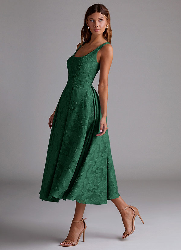 Amalie Emerald Green A-line Midi Dress image1