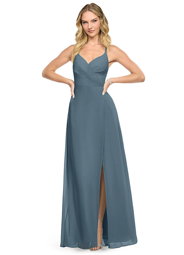 Azazie Davis Brautjungfernkleider A-Linie V-Hals Chiffon Kleid Zwielichtviolett image1