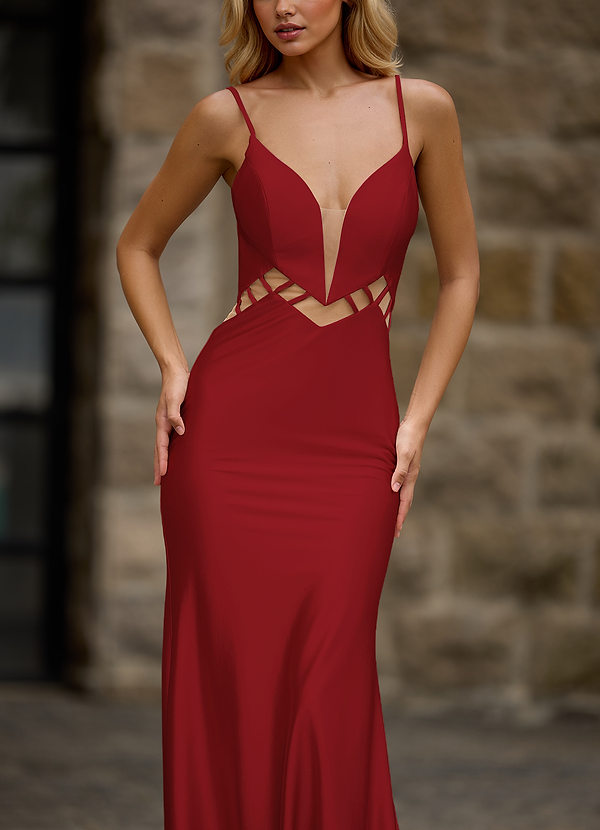 Haloed Red Mermaid Prom Dress image1