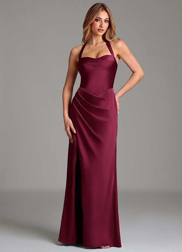 Azazie Serenity Bridesmaid Dresses Burgundy Mermaid Sweetheart Neckline Stretch Satin Dress image1