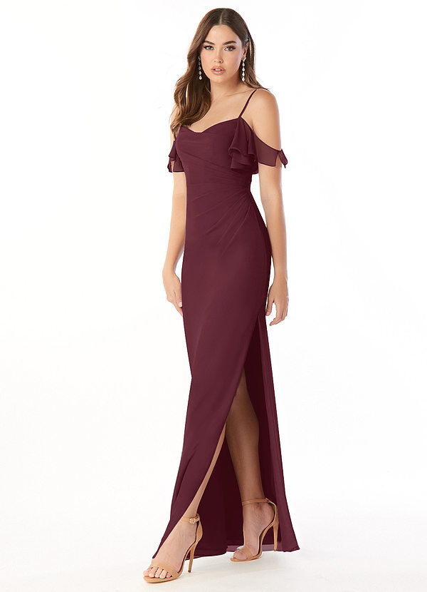 Azazie Emeralda Vestidos de dama de honor Vestido de Cabernet de Gasa de Recto con Vestidos sin tirantes image1