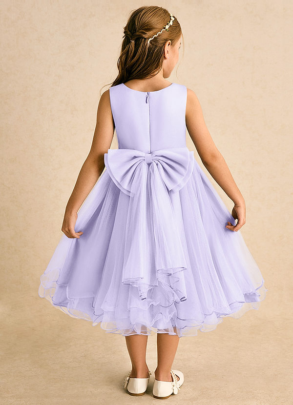 Azazie Lass Vestidos de Niña de Flores Vestido de Lila de Tul de Corte En A con Lazo image1