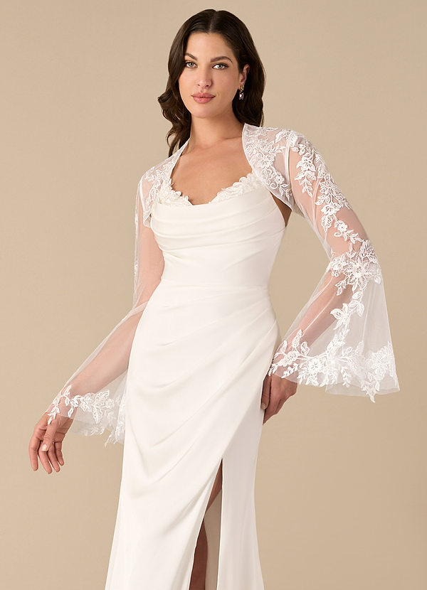 front Azazie Haggith Bolero De Tul Con Encaje