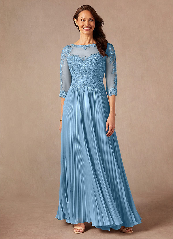 Azazie Corinne Mother of the Brides Dresses Steel Blue A-Line Sequins Chiffon Dress image1