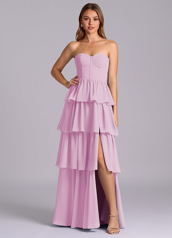 Azazie Faye Bridesmaid Dresses Candy Pink A-Line Sweetheart Neckline Chiffon Dress image1