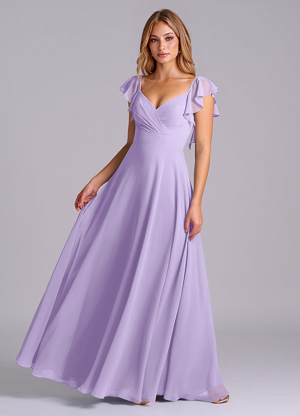 Azazie Leilani Bridesmaid Dresses Lilac A-Line Pleated Chiffon Dress image1