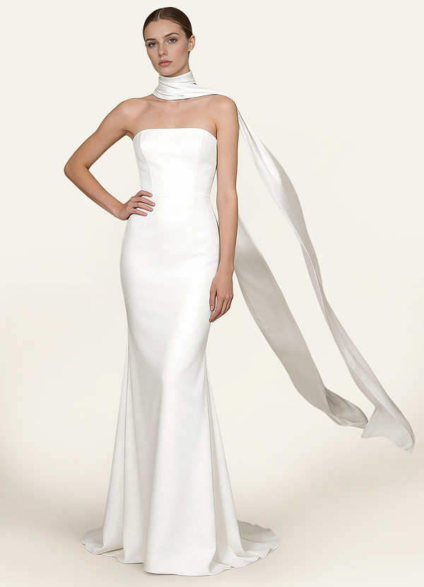 front Azazie Stretch Satin Bridal Scarf Extra Long