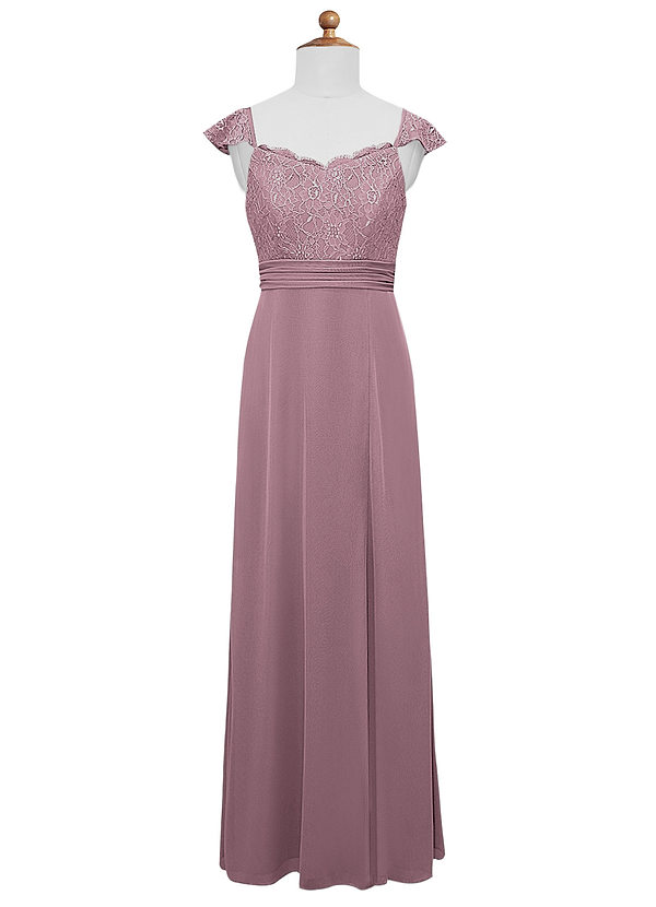 Vestidos De Dama De Honor Junior Con Escote Griego Y Largo Hasta El Suelo Rosa Polvoriento