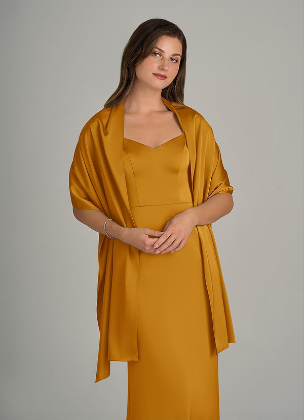 front Azazie Matching Color Ireland Stretch Satin Shawl