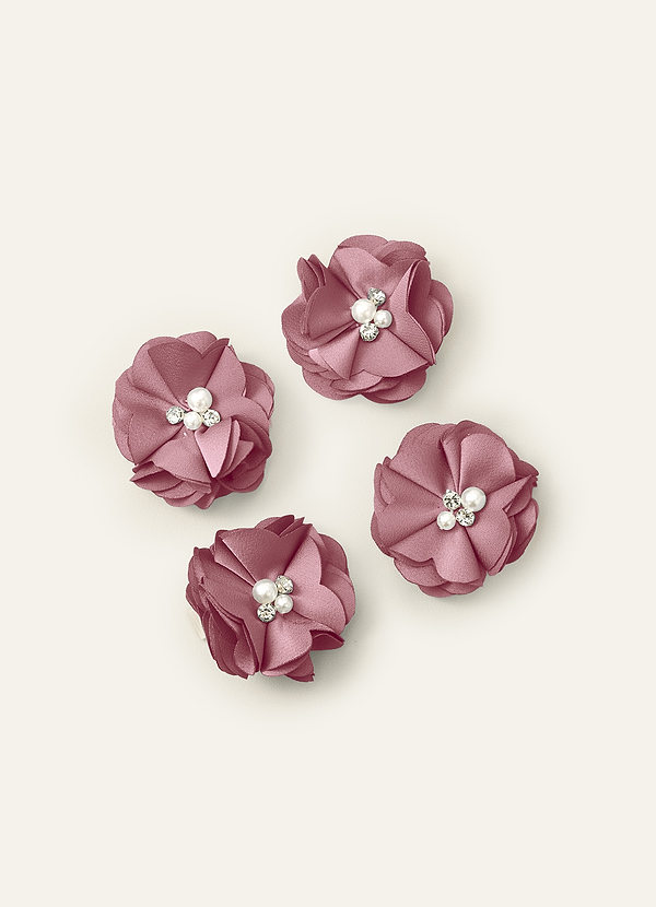 front Zestaw czterech spinek do włosów z elastycznej satyny w pasującym kolorze