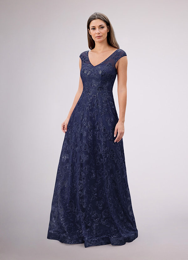 Upstudio Alma Mother of the Bride Dresses Dark Navy A-Line Sequins Lace Dress image1