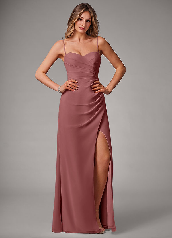 Azazie Haisley Brautjungfernkleider Wandelbar Etui Schulterfrei Chiffon Kleid Amethyst image1