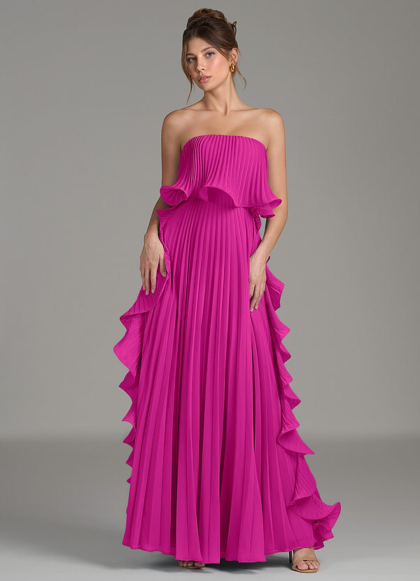Azazie Alexia Bridesmaid Dresses Fuchsia A-Line Ruched Chiffon Dress image1