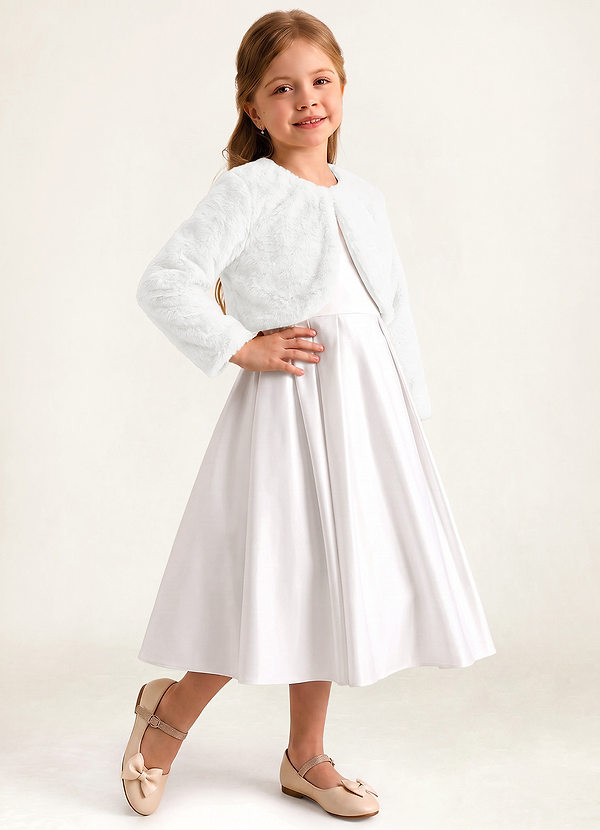 front Flower Girl Faux Fur Jacket