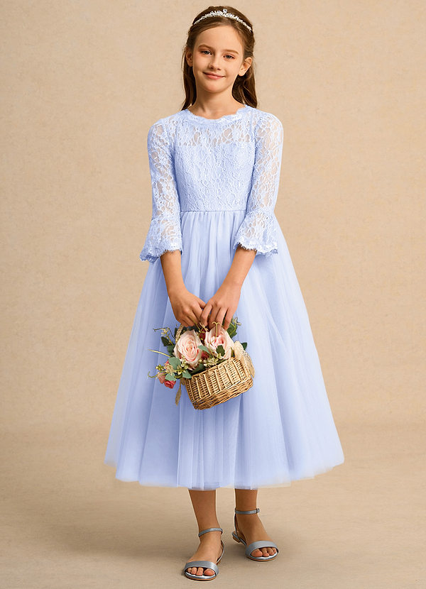 Azazie Lamb Girl Bloemenmeisjes Jurken Baljurk Jurk van Kant Lavendel image1