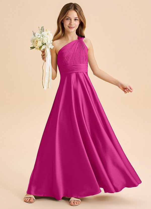 Azazie Charlize Junior Klä av A-Line i Stretch Satin Plisserad image1