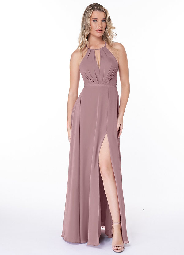 Azazie Evalleen Bridesmaid Dresses A-Line Pleated Chiffon Floor-Length Dress image1