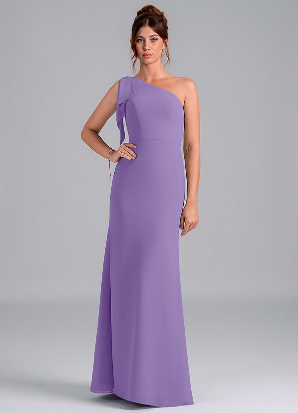 Azazie Rinna Bridesmaid Dresses Tahiti Mermaid One Shoulder Chiffon Dress image1