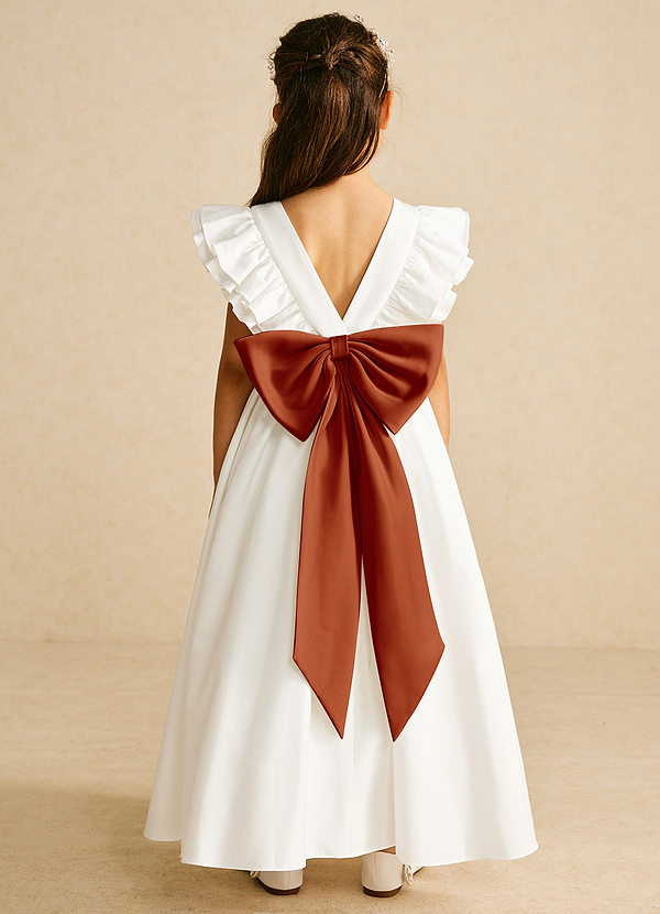 Azazie Aero Flower Girl Dresses Ivory Paprika A-Line Pleated Cotton Dress image1
