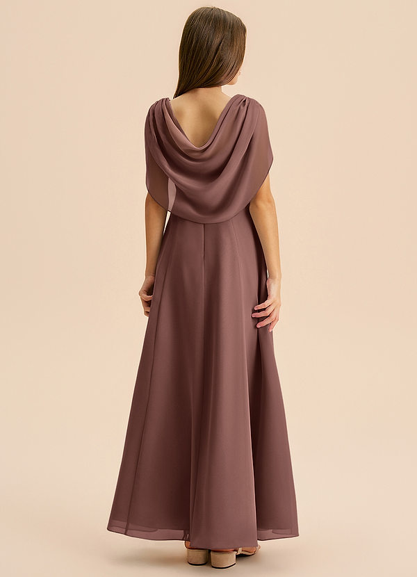 Azazie Lambie Junior Espresso A-Line Pleated Chiffon Dress image1