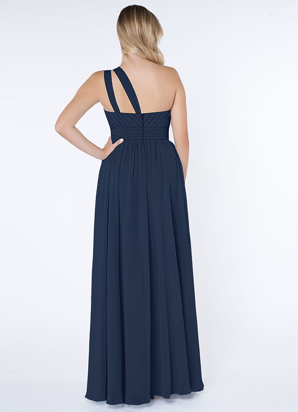 Azazie Molly Bridesmaid Dresses A-Line One Shoulder Chiffon Floor-Length Dress image2