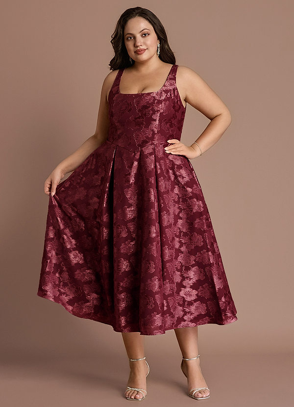 Briac Wine A-line Midi Dress image1