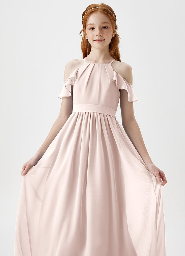 Azazie Chaya Junior Vestido de Pétalo De Rosa de Gasa de Corte En A con Vestidos sin tirantes image1