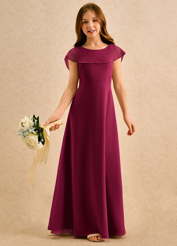 Azazie Kittie Girls Formal Bloemenmeisjesjurken A-lijn Jurk van Chiffon Bourgondië image1