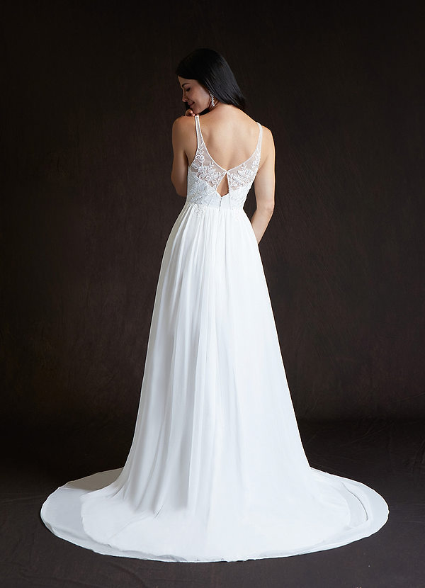 Azazie Carmella Wedding Dresses A-Line Sequins Chiffon Chapel Train Dress image2
