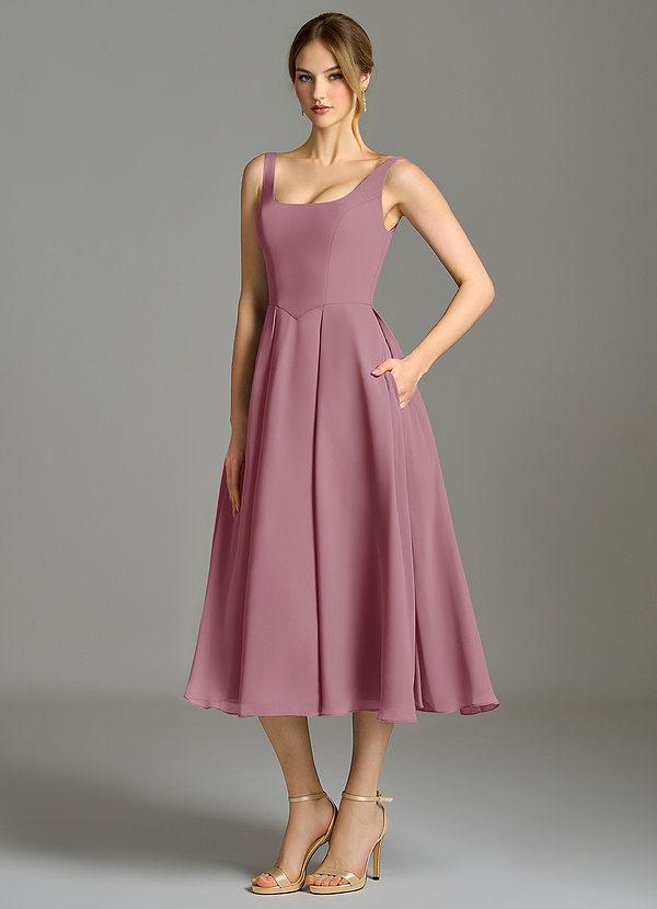 Azazie Amalie Bridesmaid Dresses Vintage Mauve A-Line Pleated Chiffon Dress image1