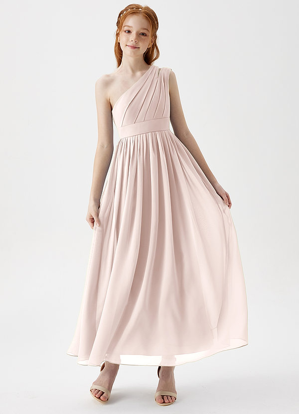 Azazie Anissa Junior Vestido de Pétalo De Rosa de Gasa de Corte En A con Plisado image1