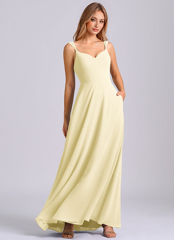 Azazie Beatrice Bridesmaid Dresses Lemon Sorbet A-Line Sweetheart Neckline Chiffon Dress image1