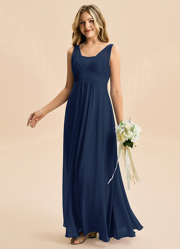 Azazie Odette Junior Klä av A-Line i Chiffong Älskling Halsringning image1