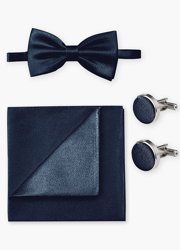 front Matching Bow Tie & Pocket Square & Cuff Links Set