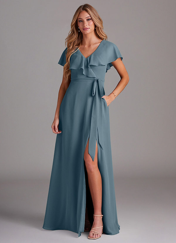 Azazie Lainey Bridesmaid Dresses Twilight A-Line with Pockets Chiffon Dress image1